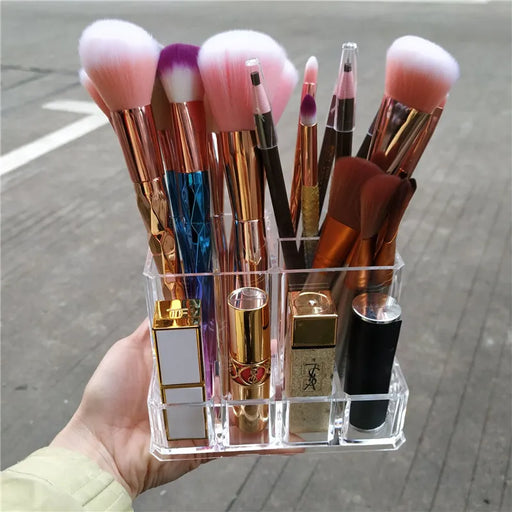 Shining Makeup Brushes Holder Organizer, Clear Eyebrow Pen Container, 7 Slot Acrylic