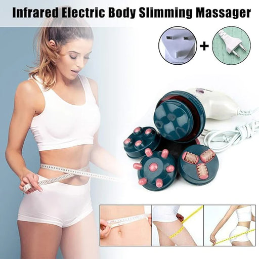 Electric Slimming Massager Handheld Body Weight Loss Professional Neck Shoulder Back Health Care Relaxation Tool With 4 Vibrating Heads( Random Color )