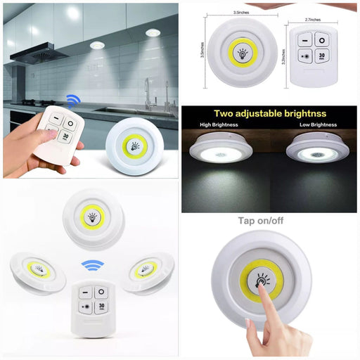 Tap Led Light With Remote Control (pack Of 3 Lights) Cool White Color | Cell Operated